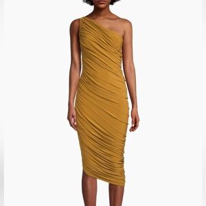 Norma Kamali Diana Ruched One-Shoulder Midi-Dress